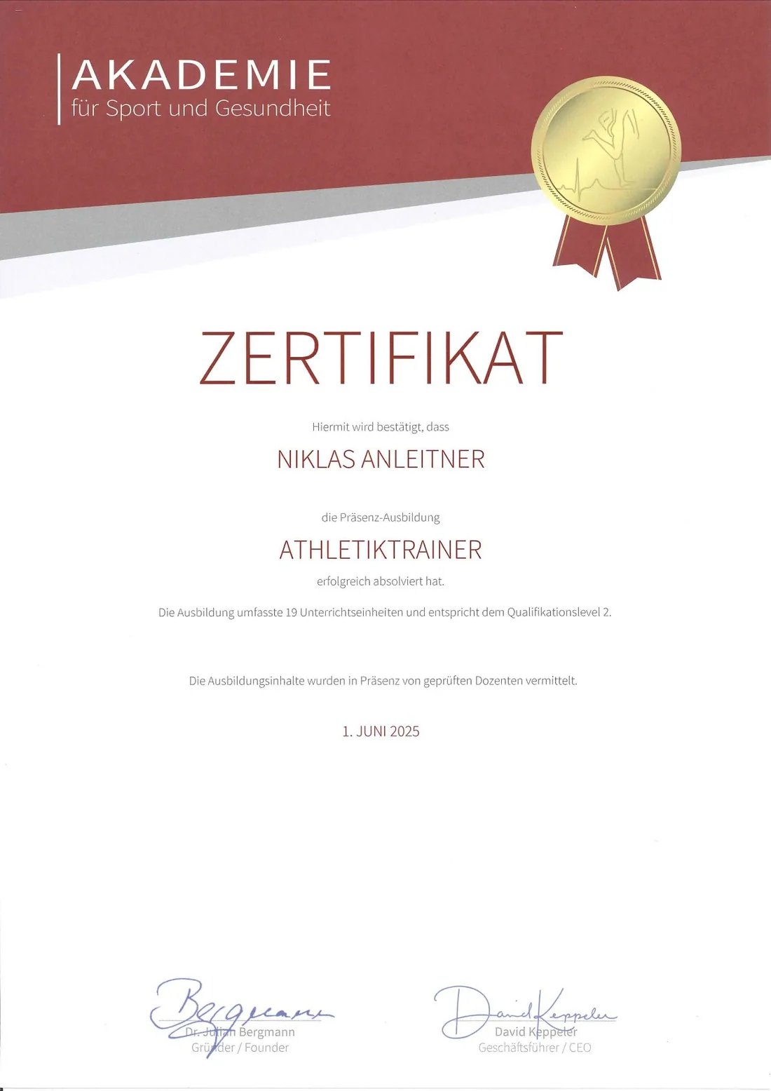 Athletiktrainer — Akademie für Sport und Gesundheit · 06/2025