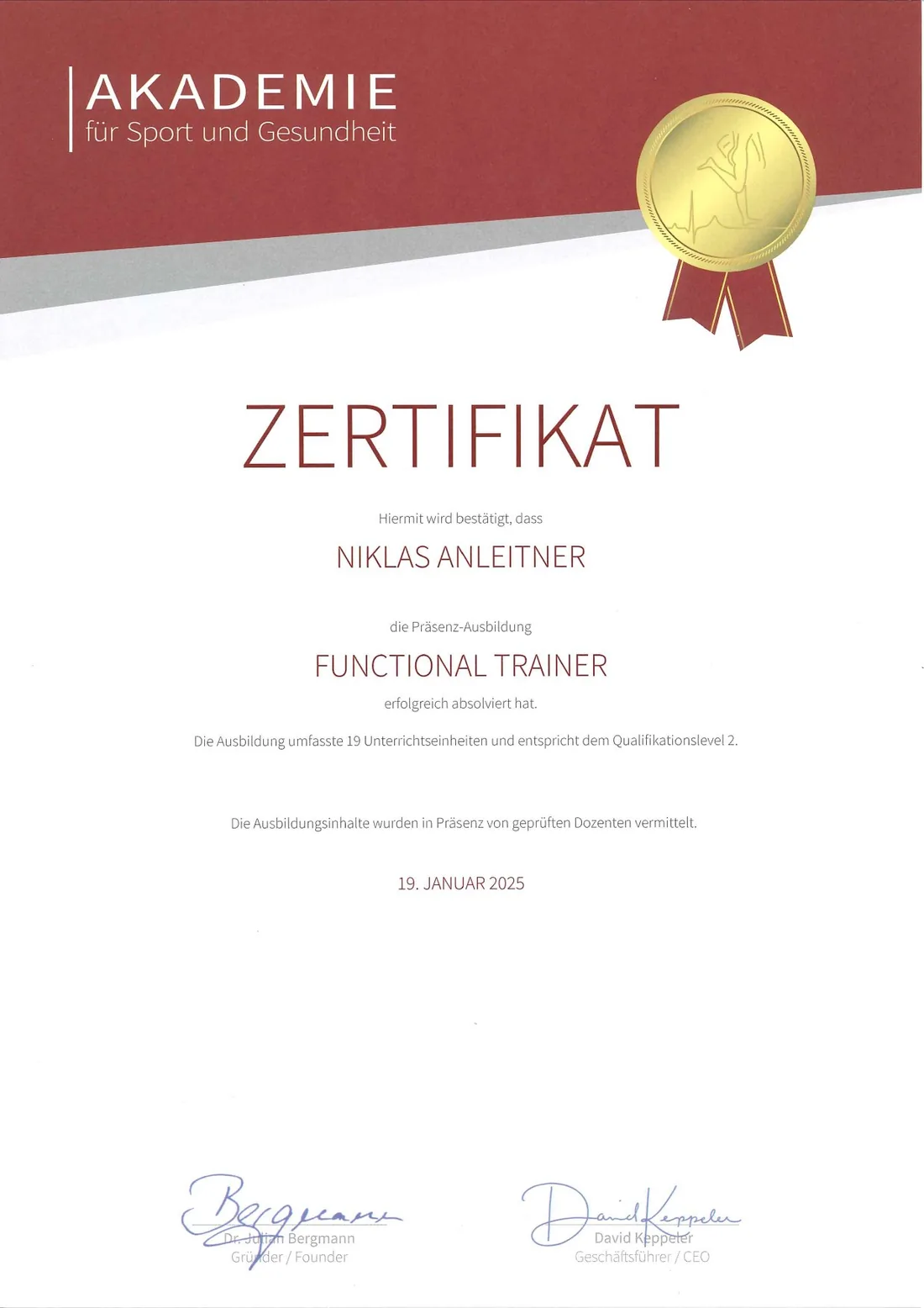 Functional Trainer — Akademie für Sport und Gesundheit · 01/2025